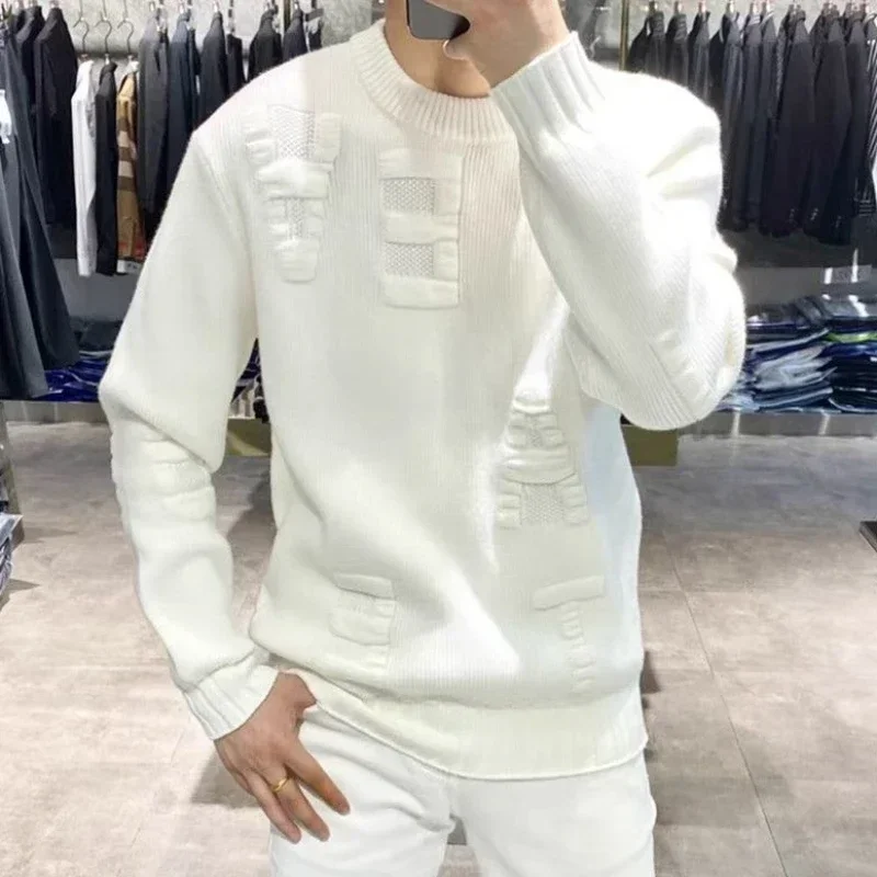 Winter Clothing Korean - Men's Clothing Green Knit Sweater Male