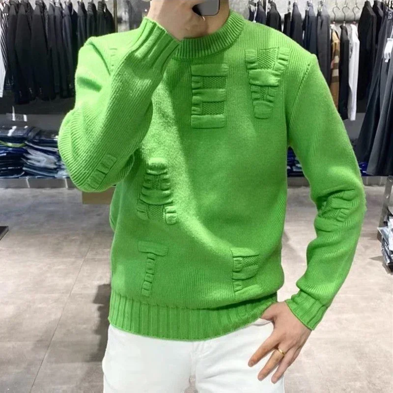 Men's Clothing Green Knit Swea - огляд і ціна Winter Clothing Korean