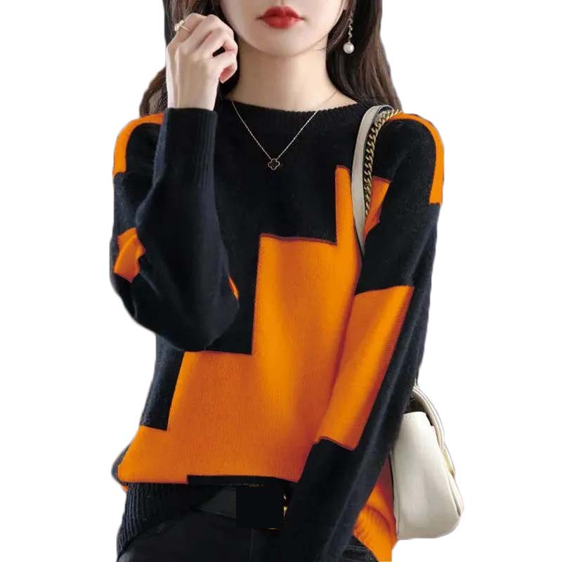 Fashion O-Neck Spliced Knitted - огляд і ціна Winter Clothing Korean